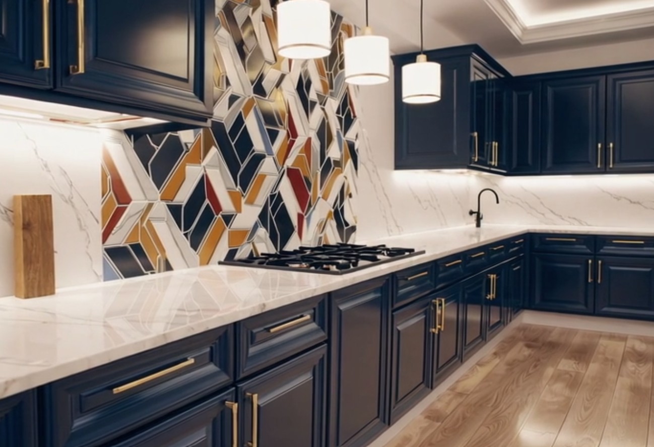 White kitchen with Gold Accents