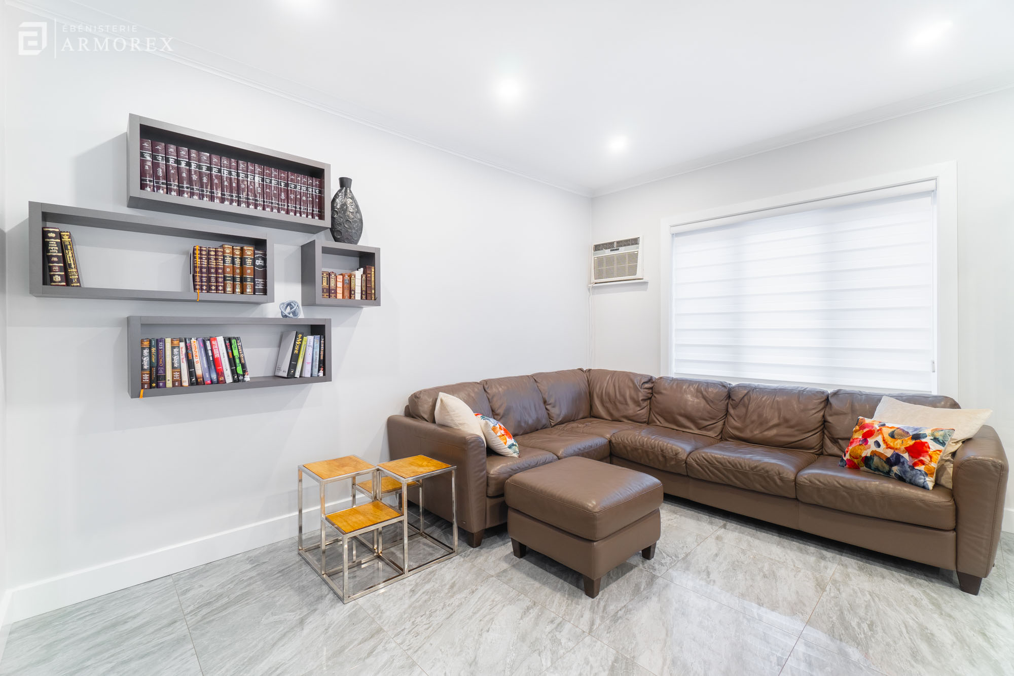 Custom Living Room Book Shelves — Modern Floating Design